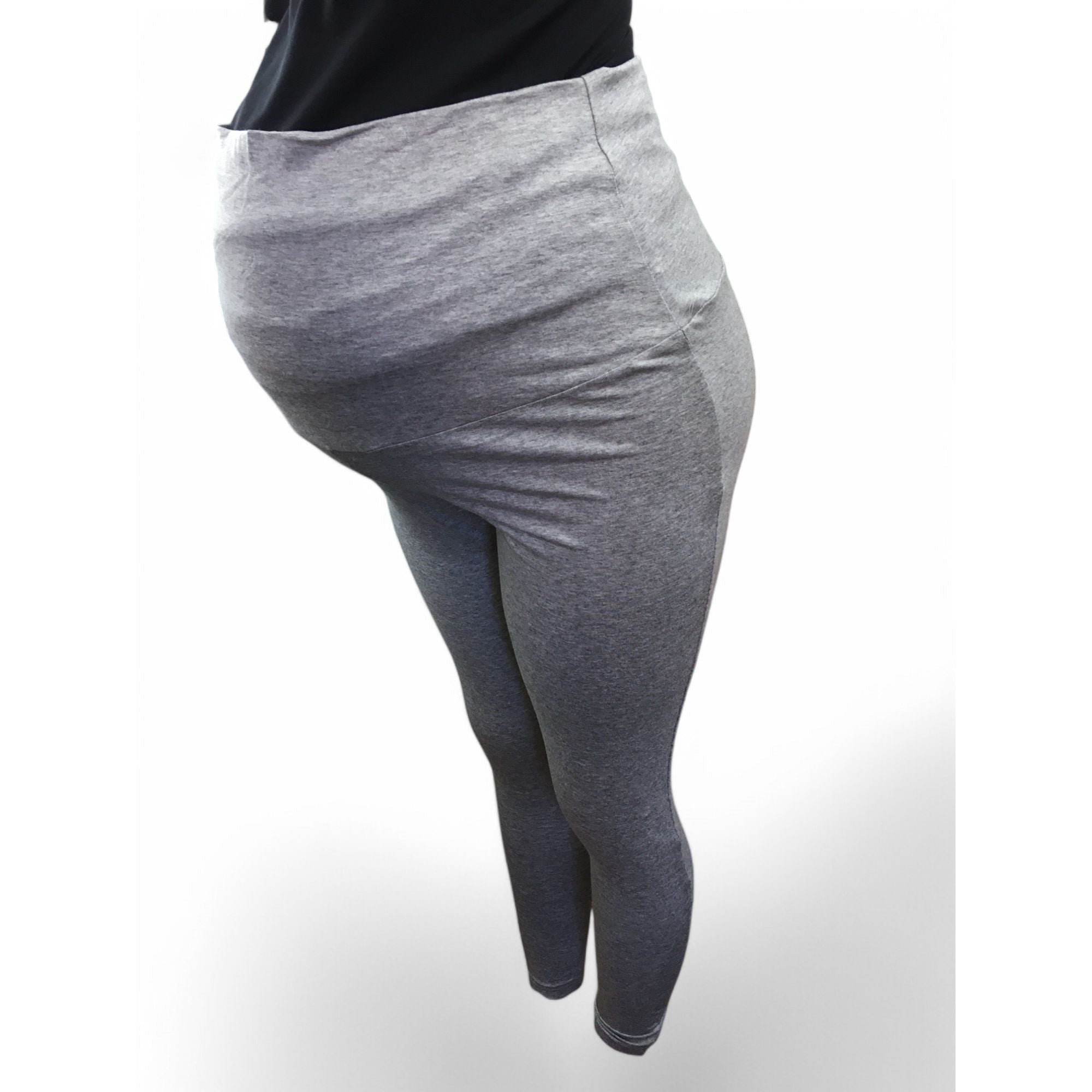 Size 32 - Light Grey Melange Soft Maternity Leggings - Bellyssimo