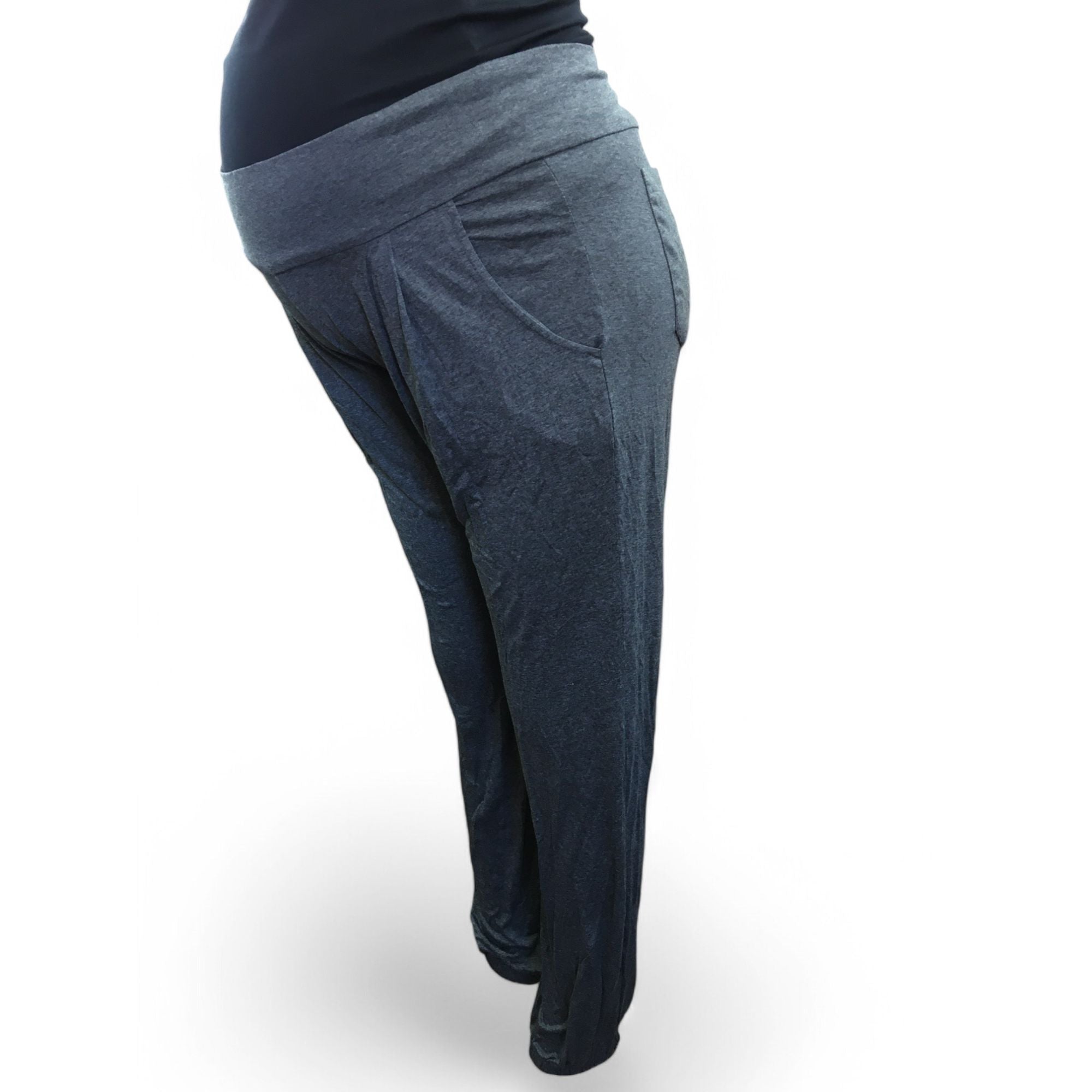Size 38 - Dark Grey Melange Maternity Harem Jogger - Bellyssimo