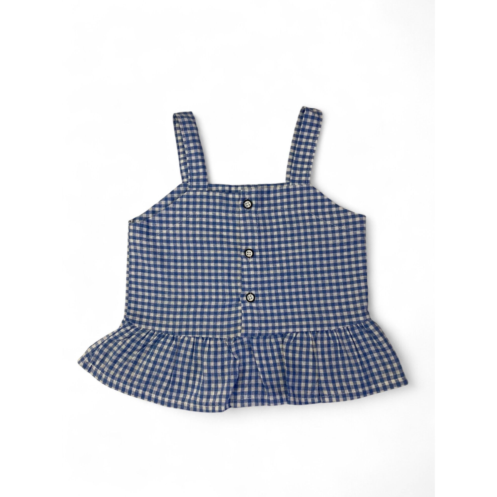 4-5Y Blue & White Gingham Peplum Top - Pop Candy