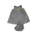 6M Grey, White & Yellow Geometric Floral Dress & Bloomer - Obaïbi