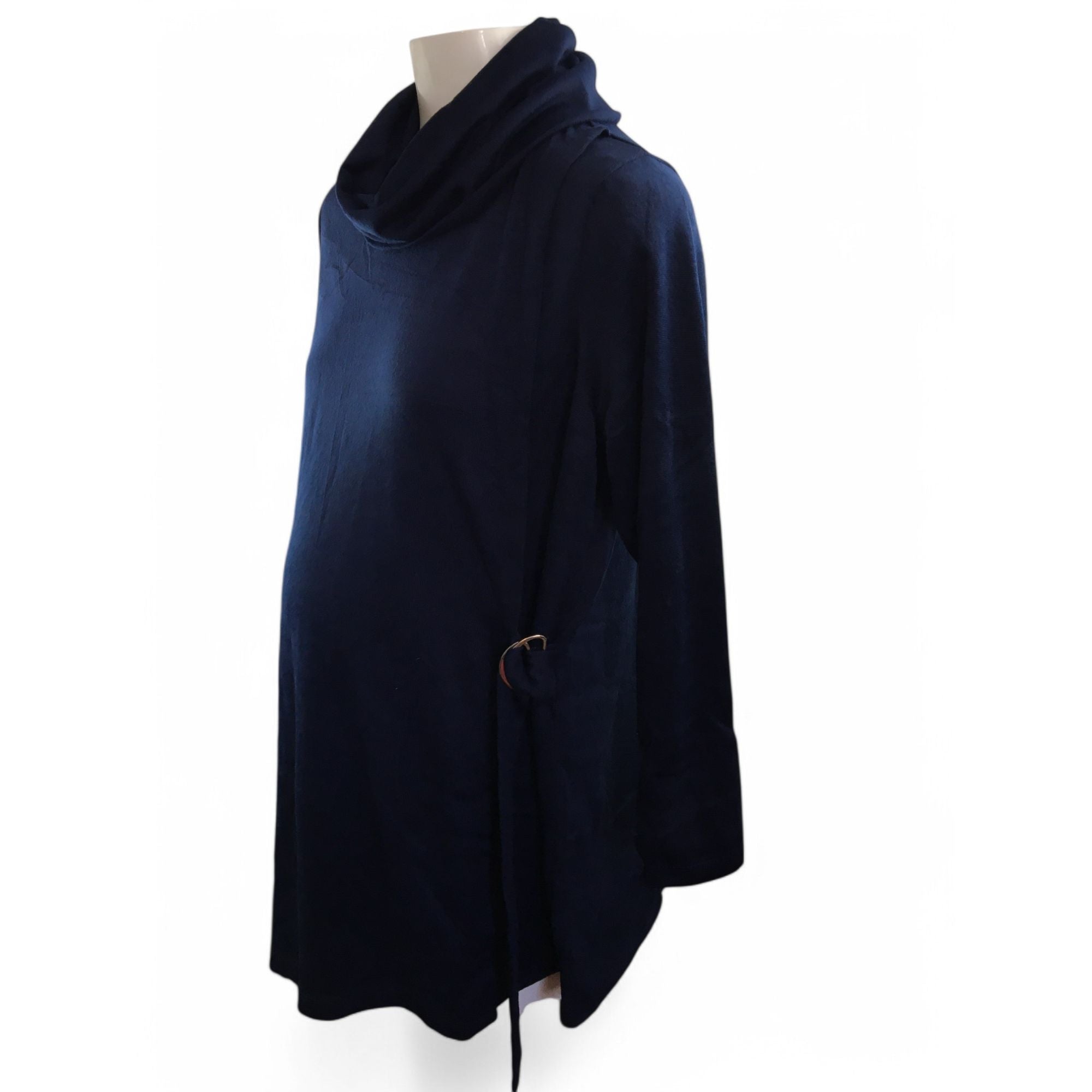 Small - Navy Blue Wrap Detail Knit Maternity Tunic