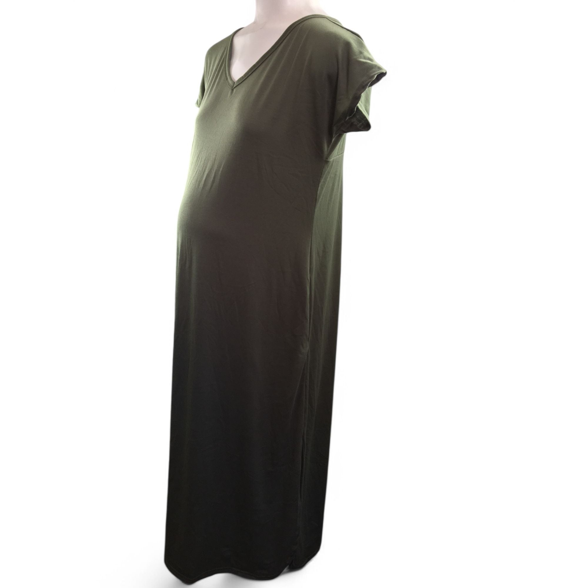 Small - Olive Green Maternity T Shirt Dress