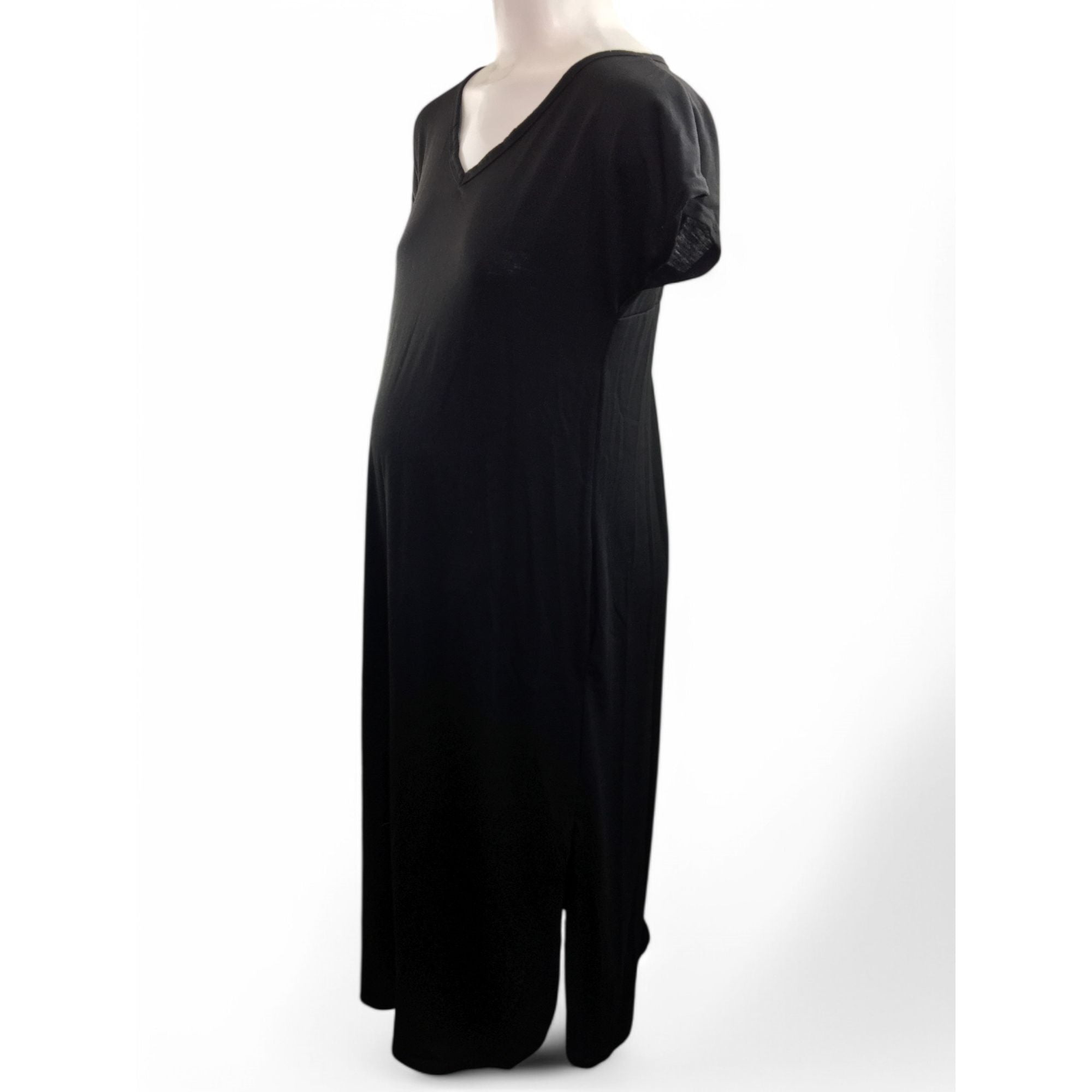Extra Large - Black T Shirt Maternity Dress