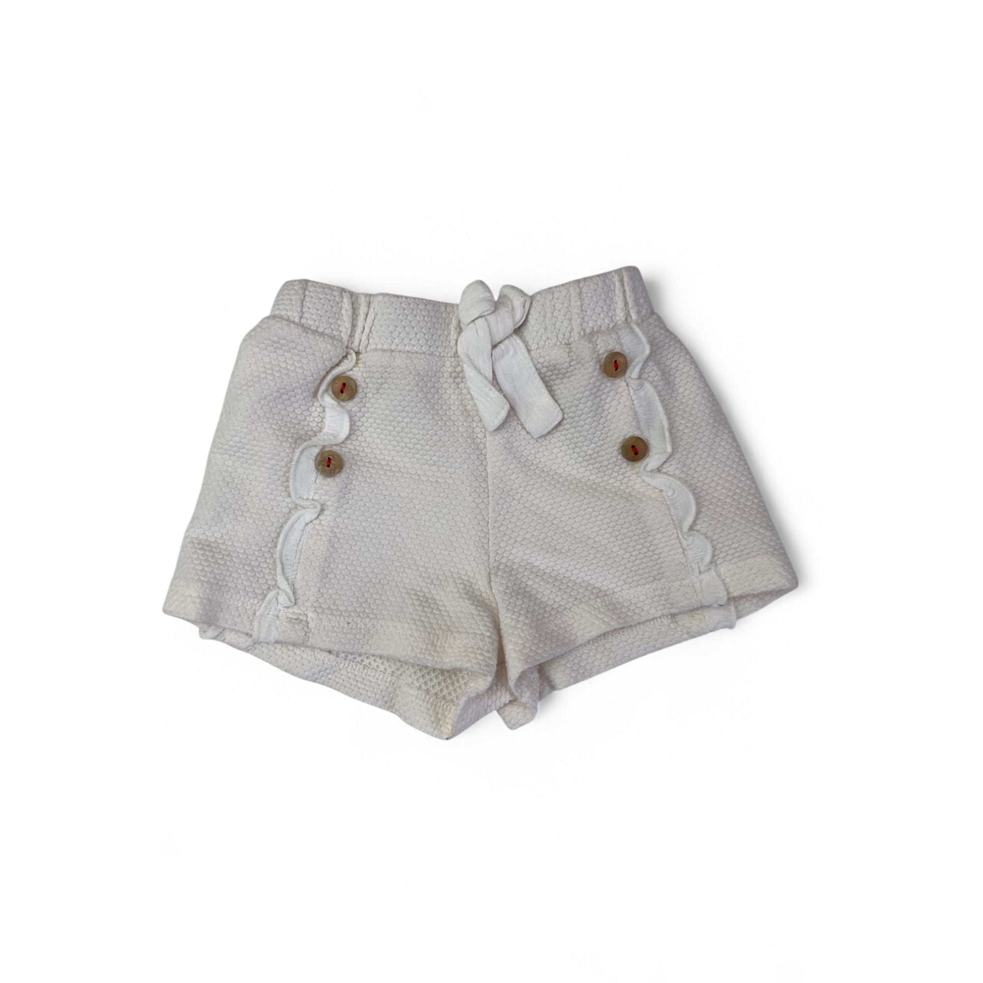 3-6 Cream Textured Button Detail Shorts - Zara