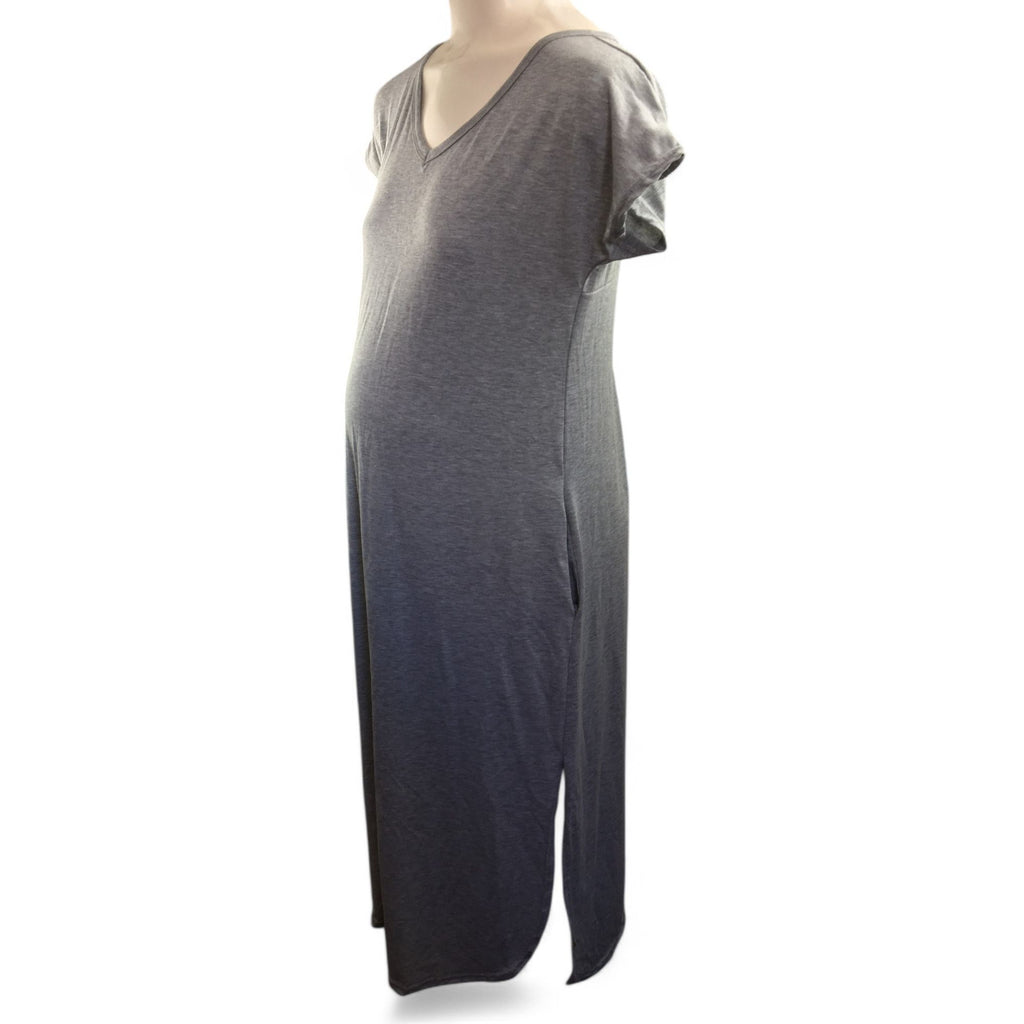 Medium - Light Grey Melange Maternity T Shirt Dress