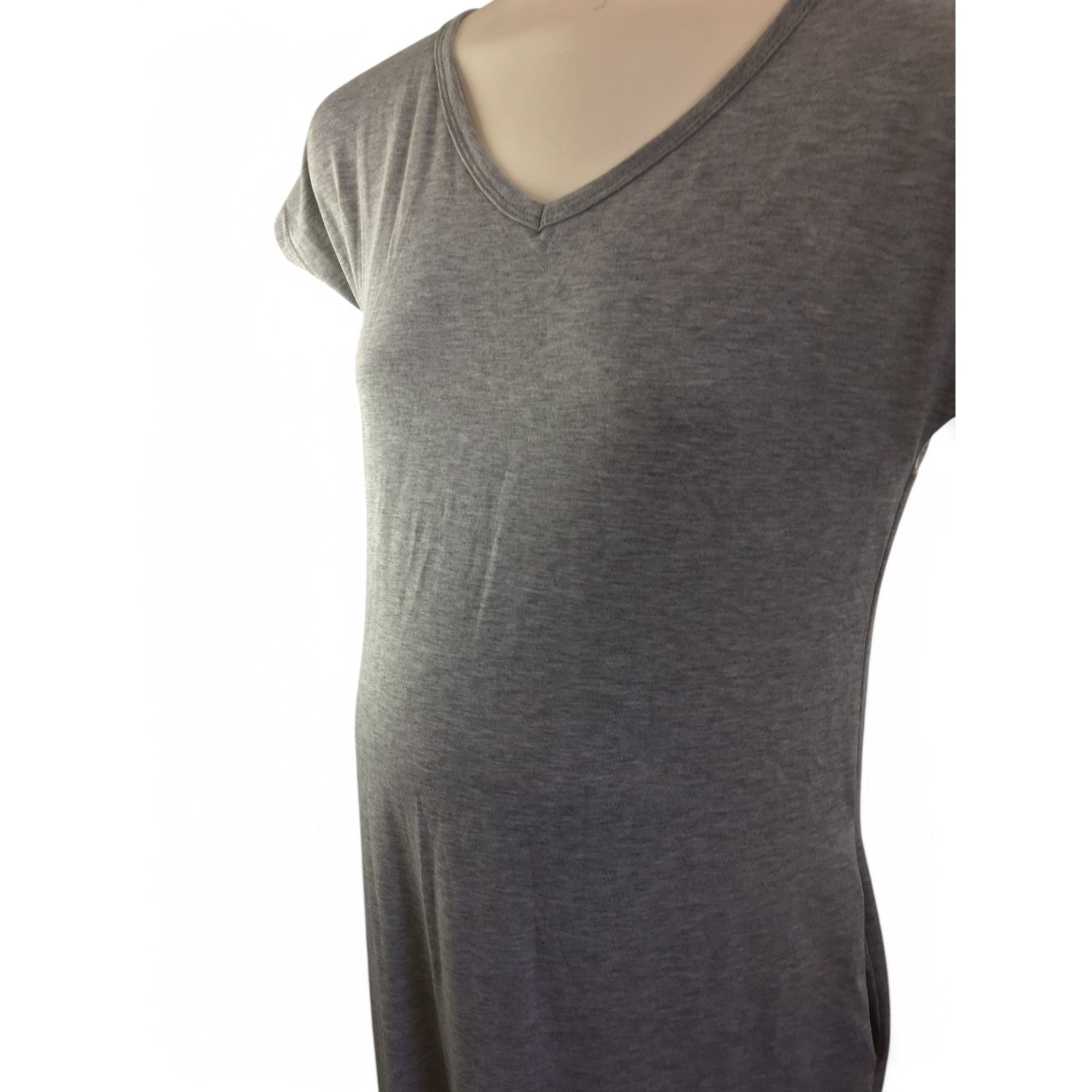 Large - Light Grey Melange Maternity T Shirt Dress