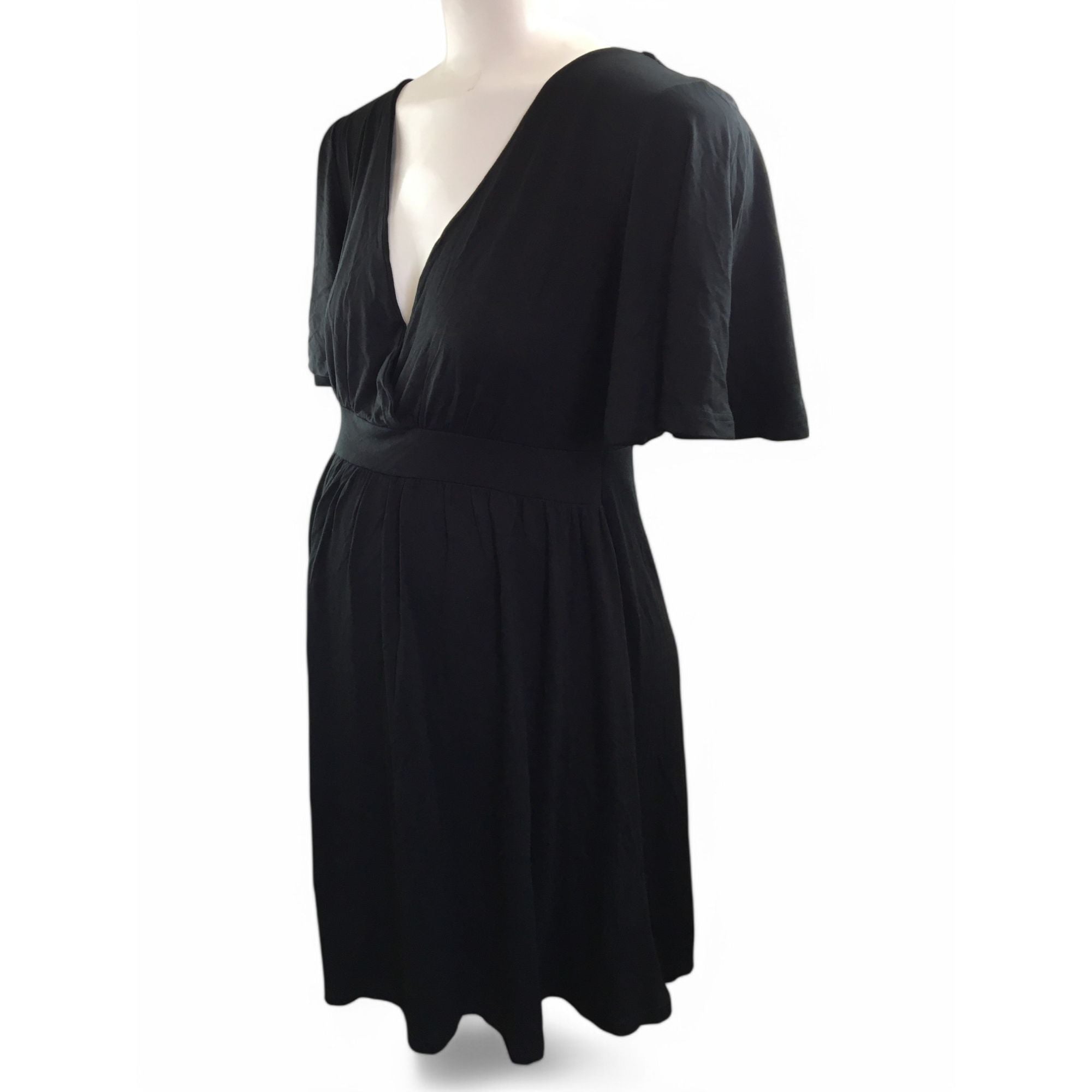 Size 38 - Black Cross-Over Maternity & Nursing Dress - Bellyssimo