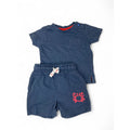 3-6M Dusty Blue & Red Crab Detail T Shirt & Shorts Summer Set - Mothercare