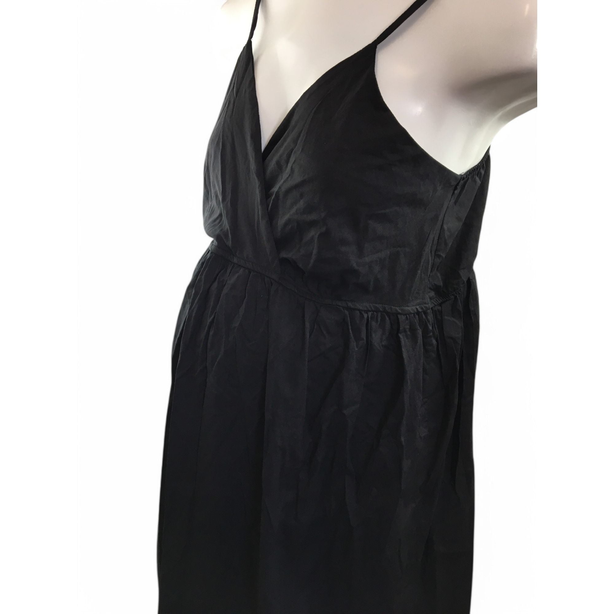 Size 40 - Black Strappy Babydoll Maternity & Nursing Summer Dress - Bellyssimo