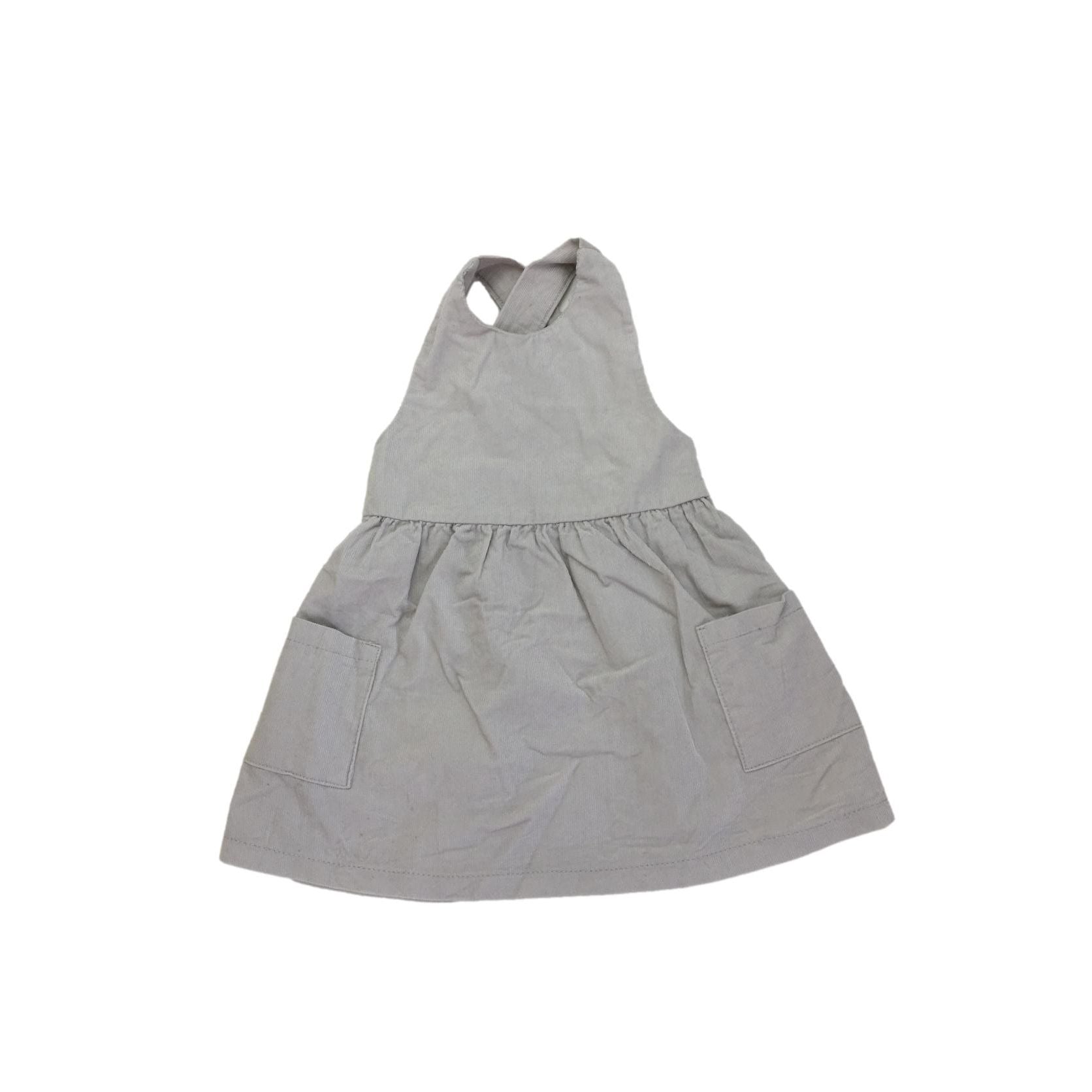 3-6M Light Grey Corduroy Pinafore Dress - Woolworths