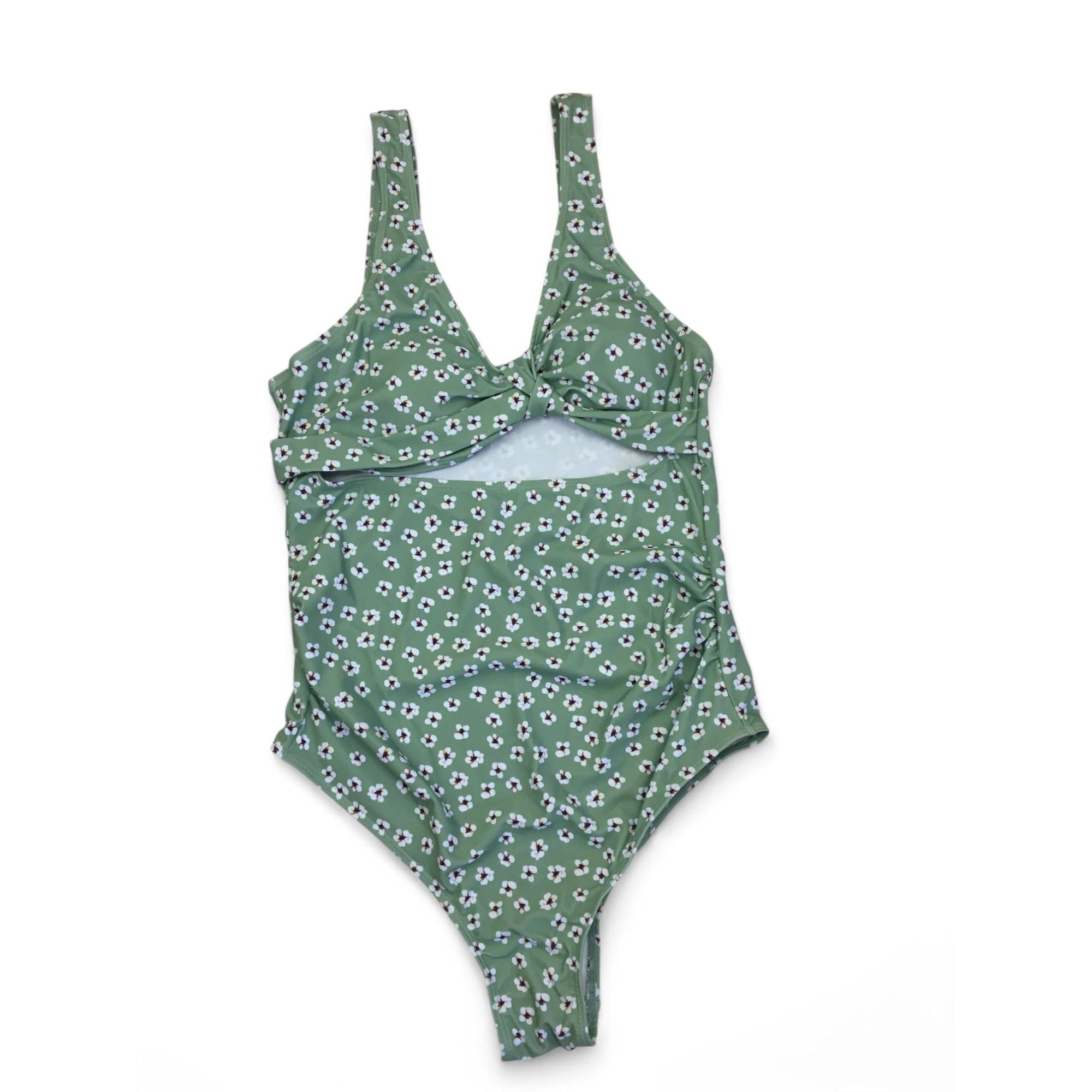 Small - Mint Green Daisy Cutout Maternity Swimsuit - Shein
