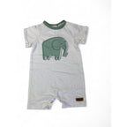 3-6M White & Teal Elephant Romper - Keedo