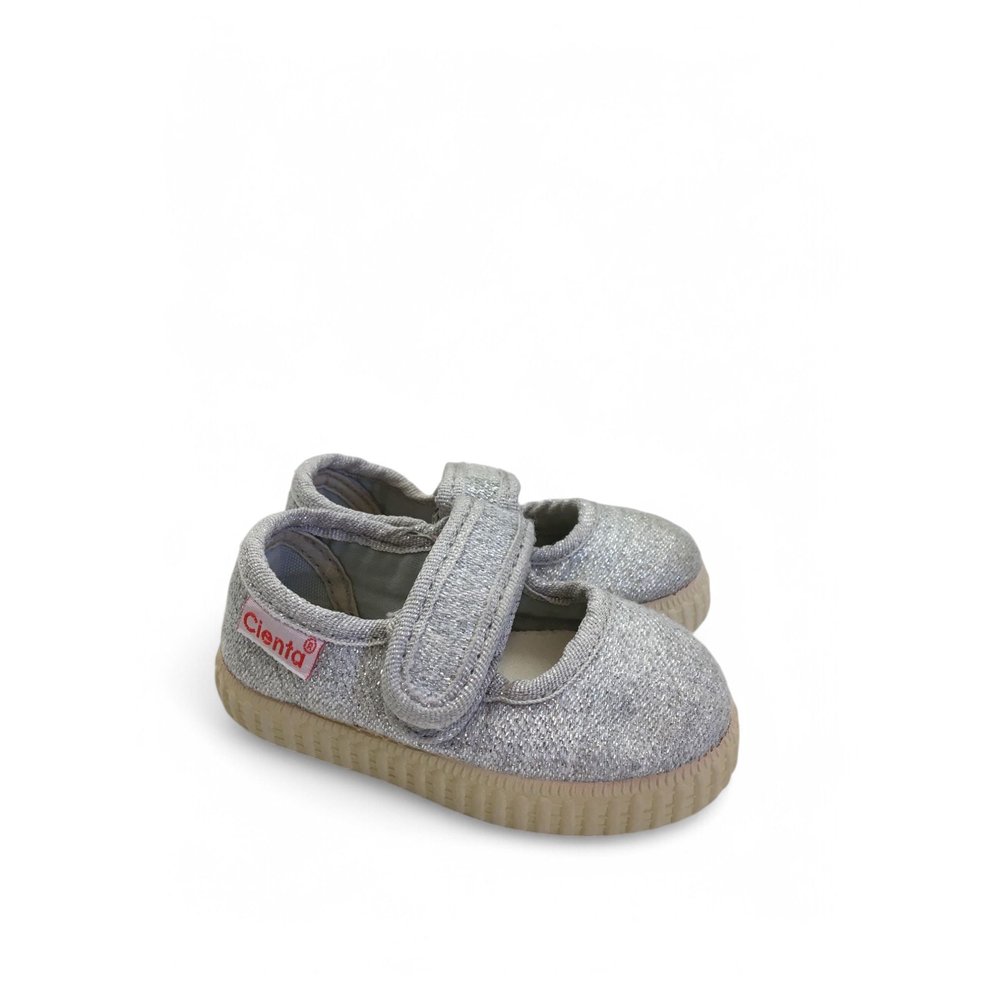 Size 2 - Silver Mary Jane Canvas Shoe - Cienta
