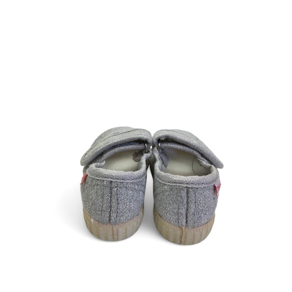Size 2 - Silver Mary Jane Canvas Shoe - Cienta