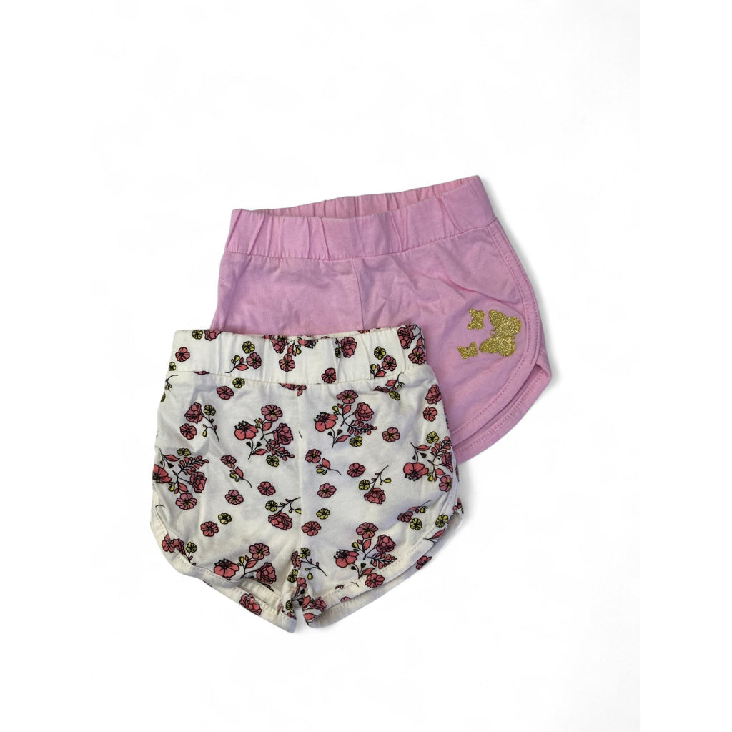 0-3M Light Pink & Cream Floral Shorts - OneTwoThree