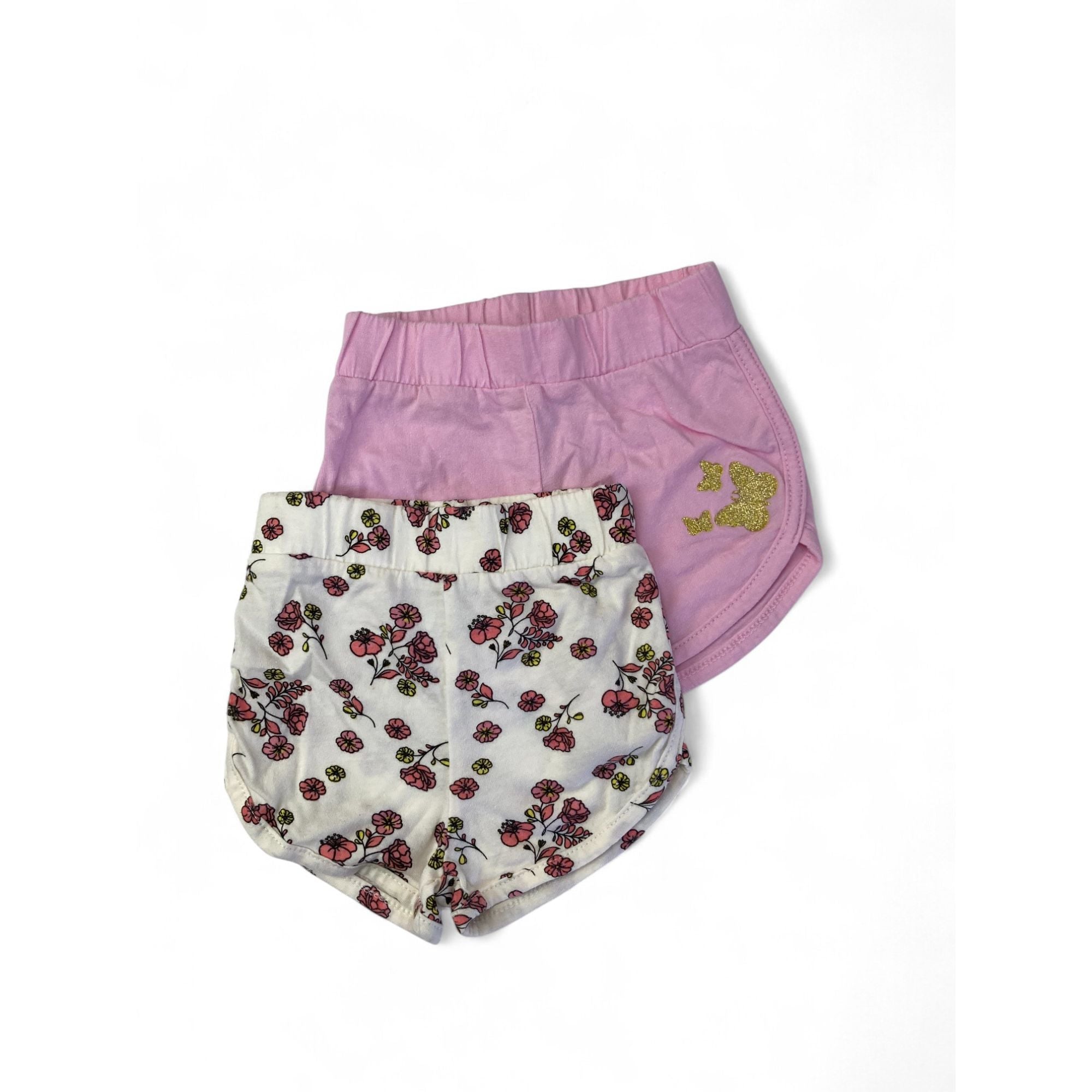 0-3M Light Pink & Cream Floral Shorts - OneTwoThree