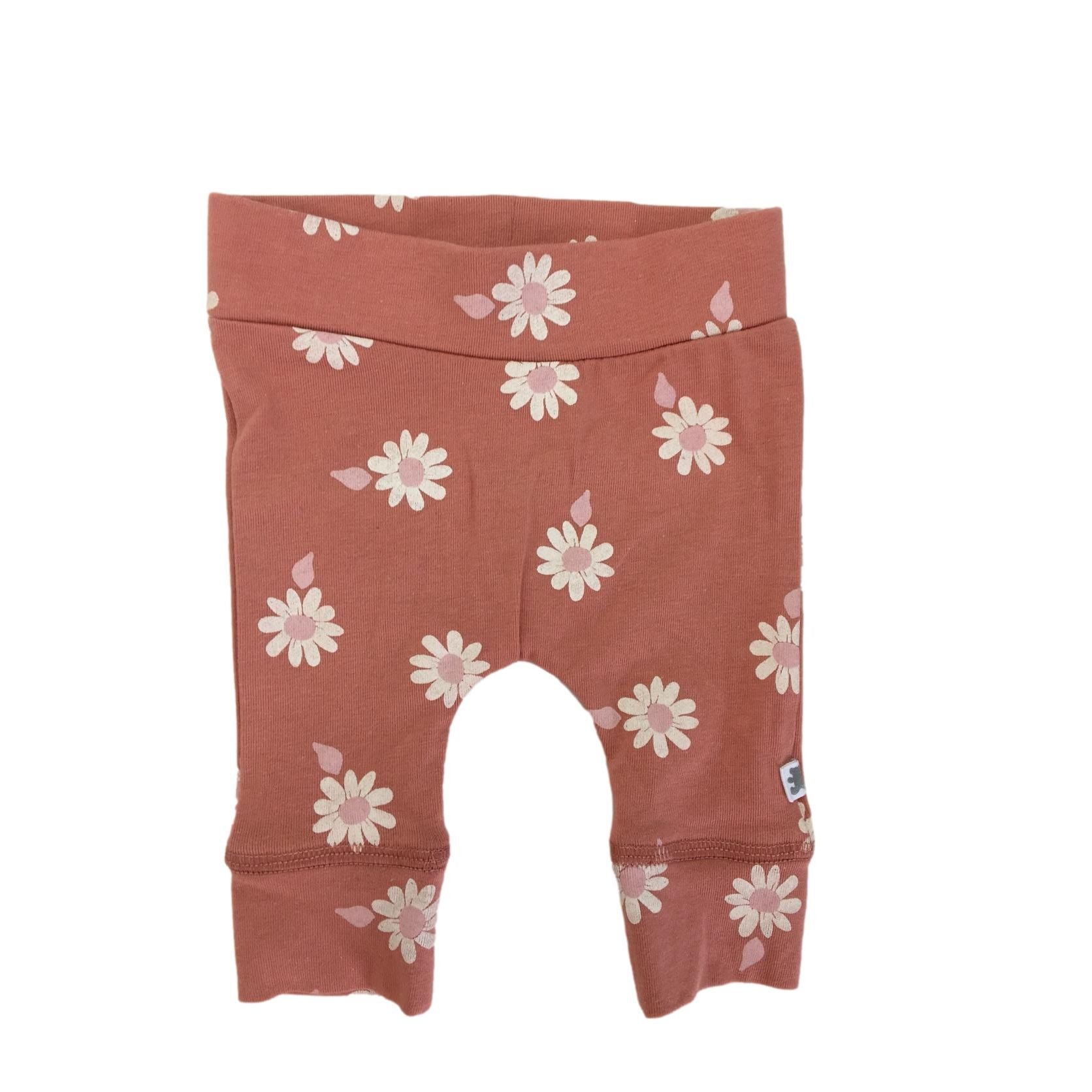 Newborn Coral Daisy Cuffed Leggings - Woolworths