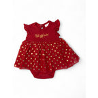 3-6M Red & Gold Tulle Christmas Romper - Cuddlesome