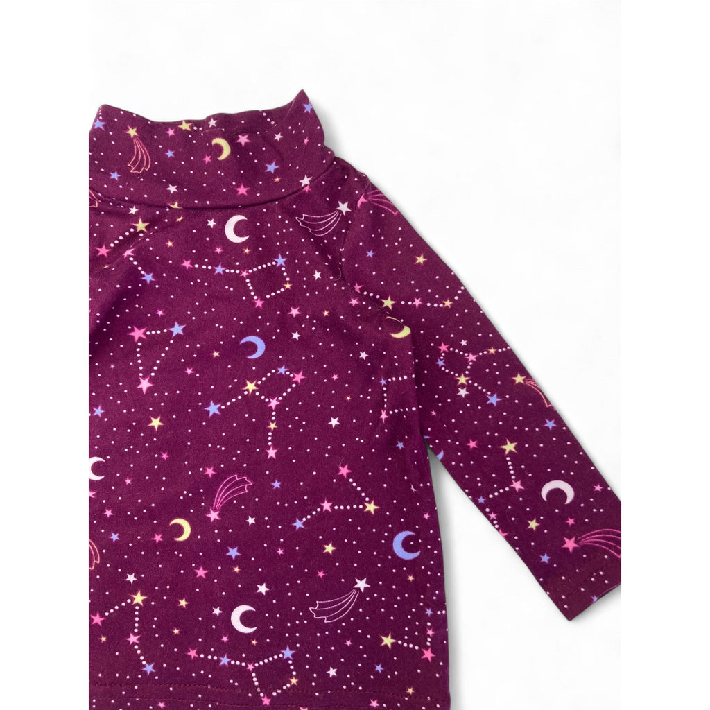 0-3M Purple Constellation Poloneck Top - Cuddlesome