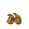 0-3M Yellow & Tan Crochet Leather Slippers - Karoo Felt
