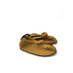 0-3M Yellow & Tan Crochet Leather Slippers - Karoo Felt