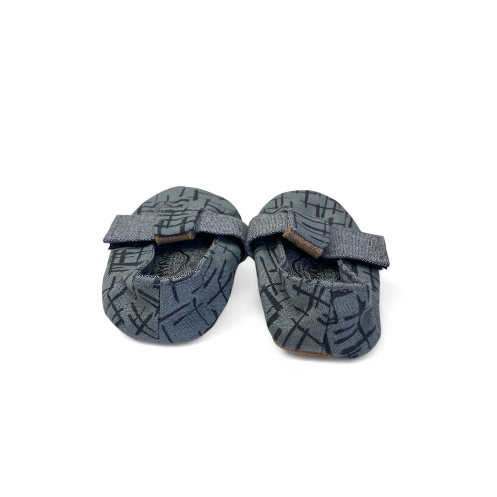 6-12M Dark Green & Grey Fabric Soft Soles Shoes - Myang