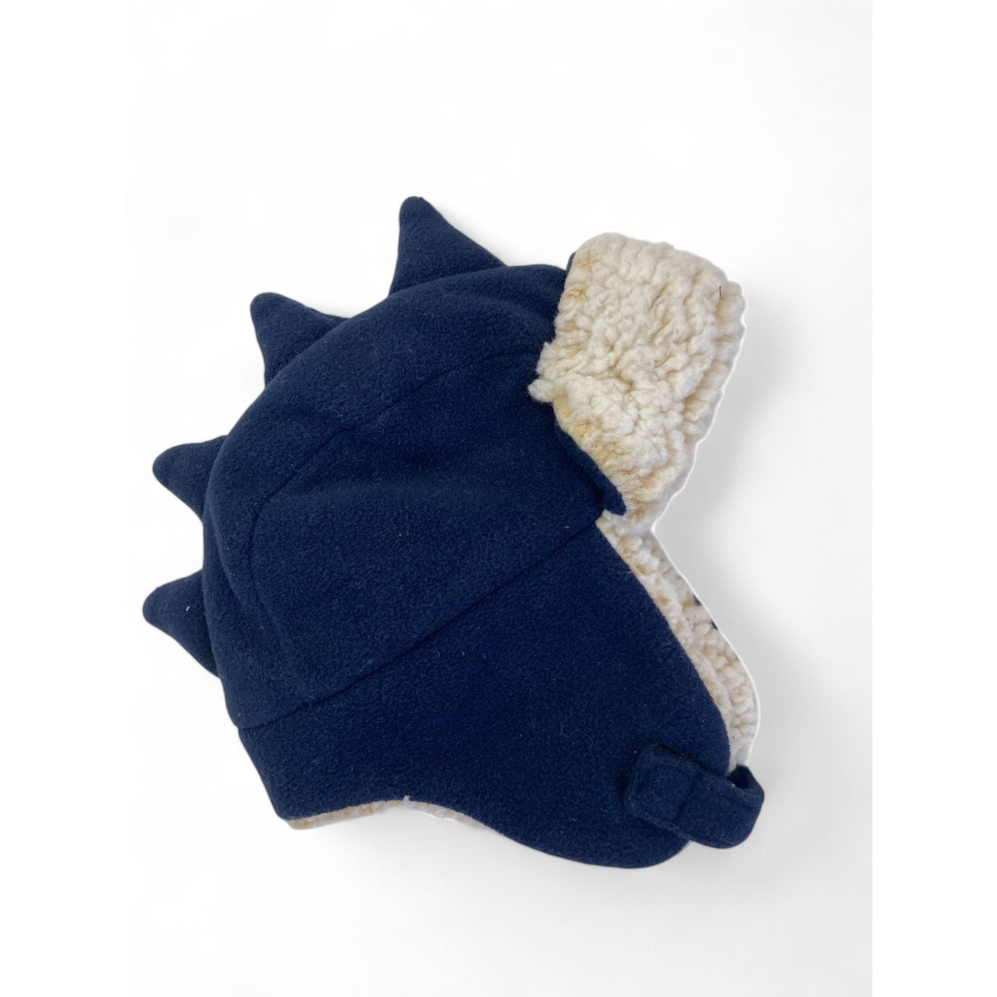 1-3M Navy Blue & Beige Fleece Lined Dinosaur Trapper Beanie - Woolworths