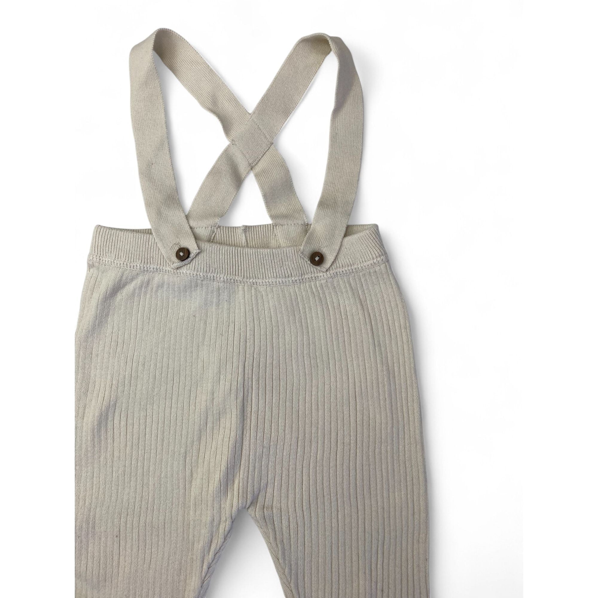 9-12M Cream Ribbed Suspender Leggings - Next