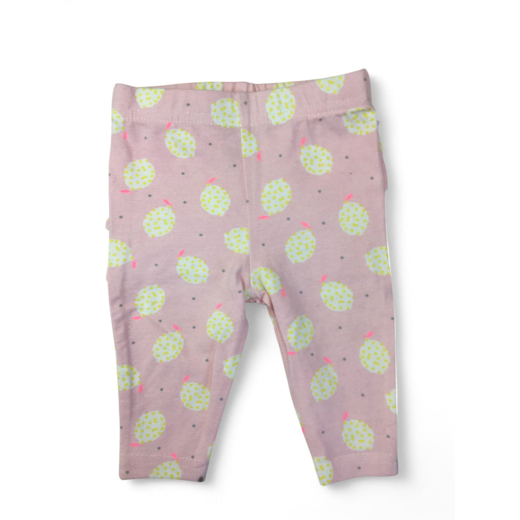 Newborn Light Pink Pear Print Ruffle Back Leggings - Cotton On