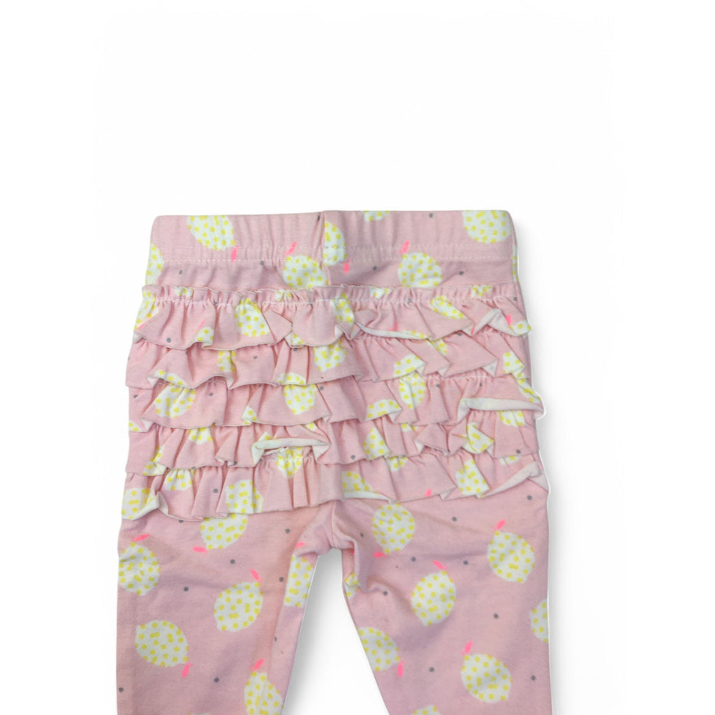 Newborn Light Pink Pear Print Ruffle Back Leggings - Cotton On