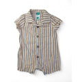 0-3M White & Beige Button Stripe Shirt Romper - Ackermans