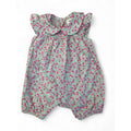 0-3M White, Pink & Aqua Floral Collared Romper - Clicks