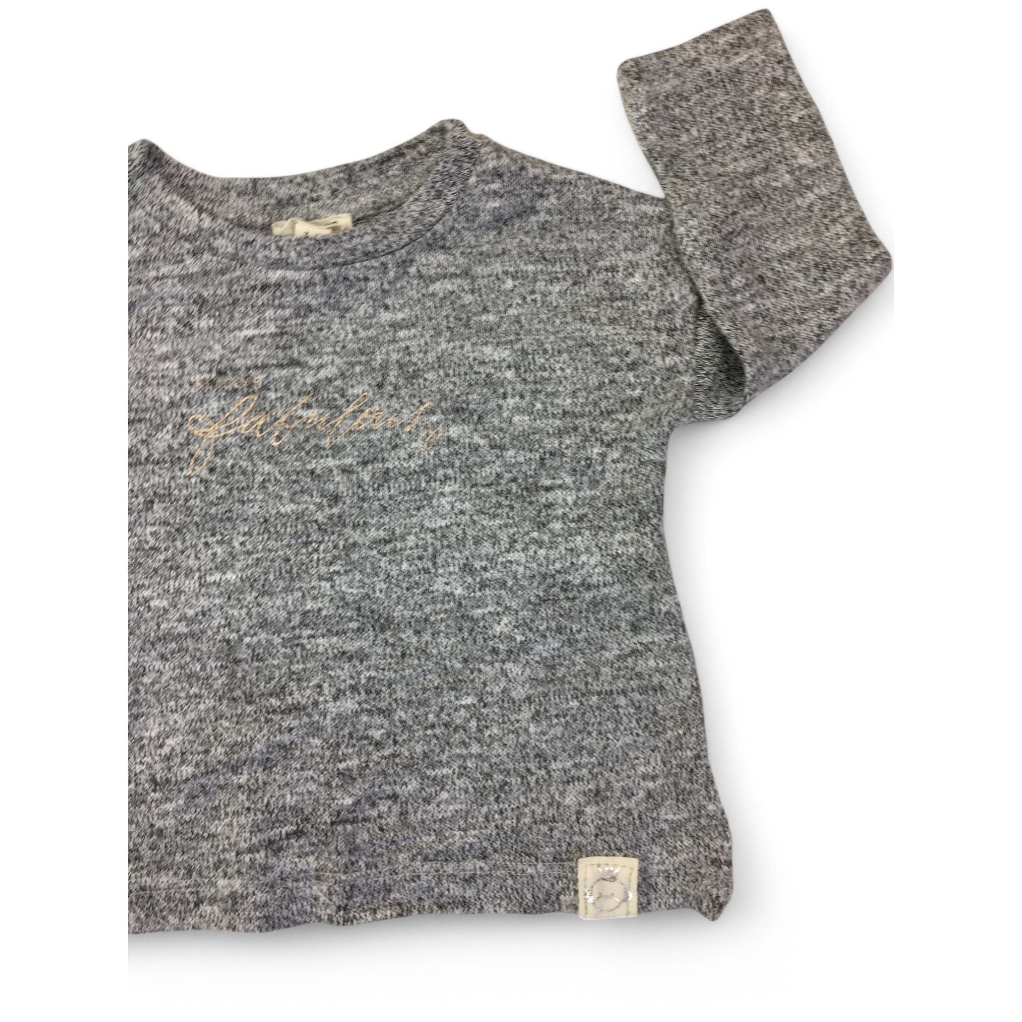 3-6M Grey Viscose Knit Chiffon Back Sweater - River Island Mini