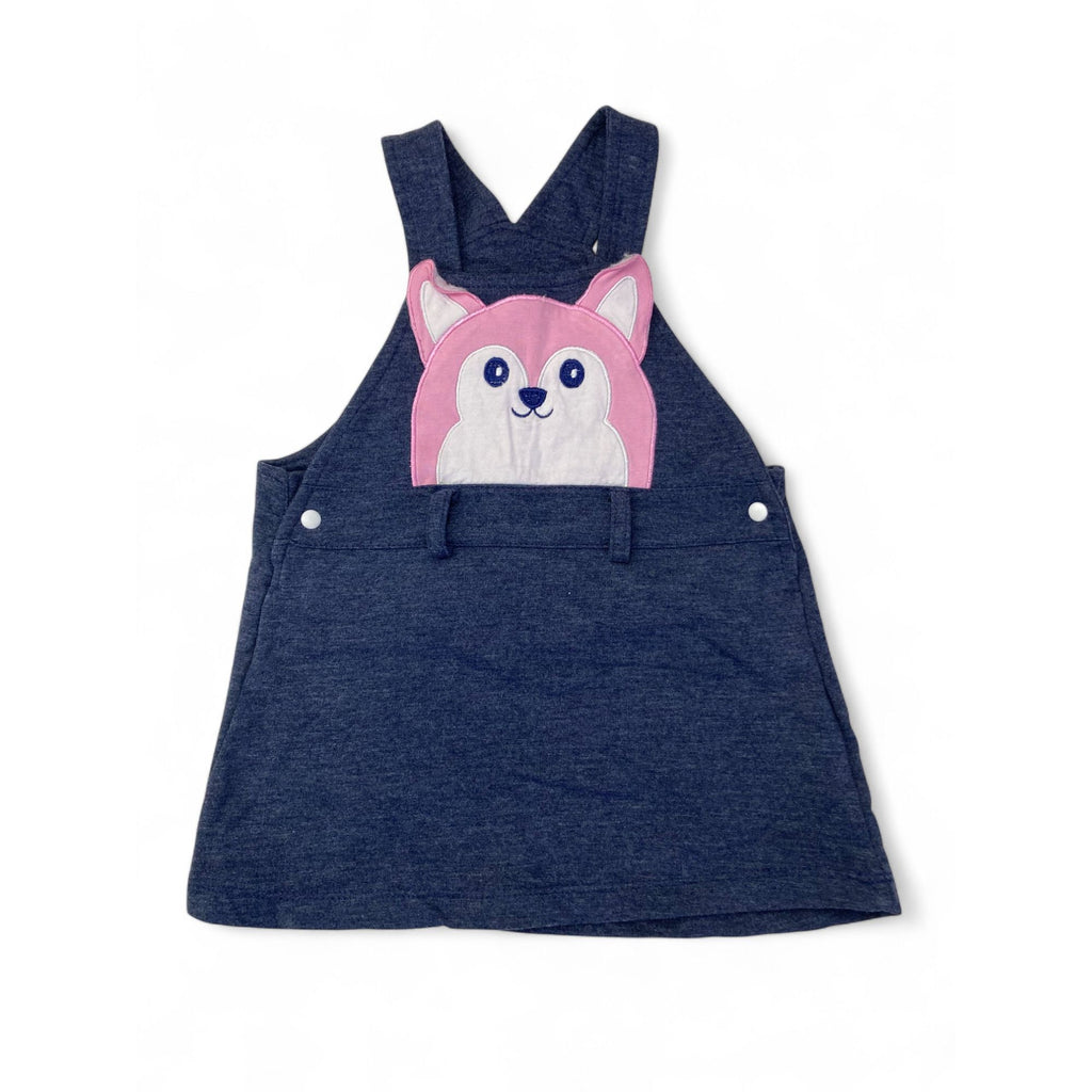 6-12M Dusty Blue Melange Puppy Pinafore Dress - Real