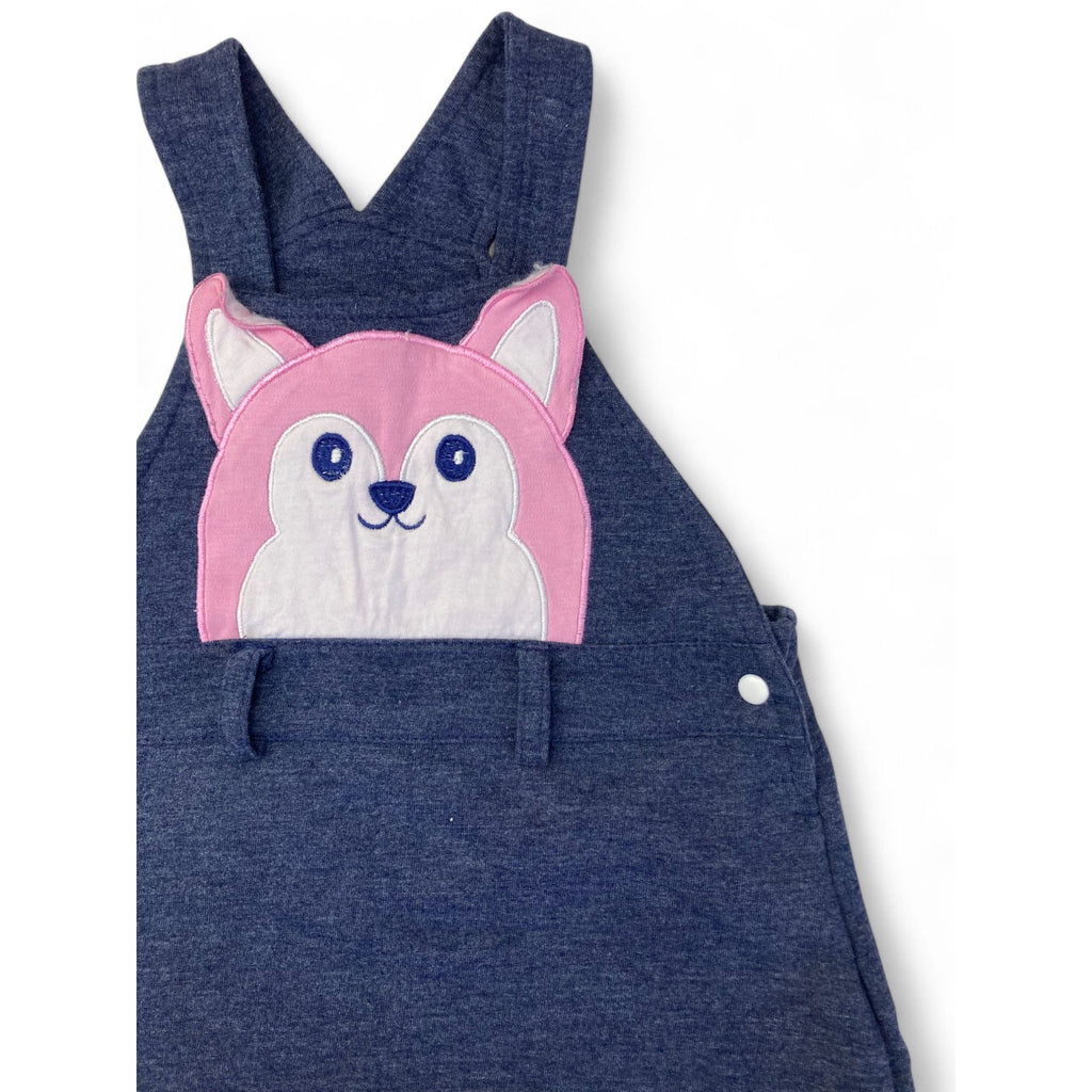6-12M Dusty Blue Melange Puppy Pinafore Dress - Real