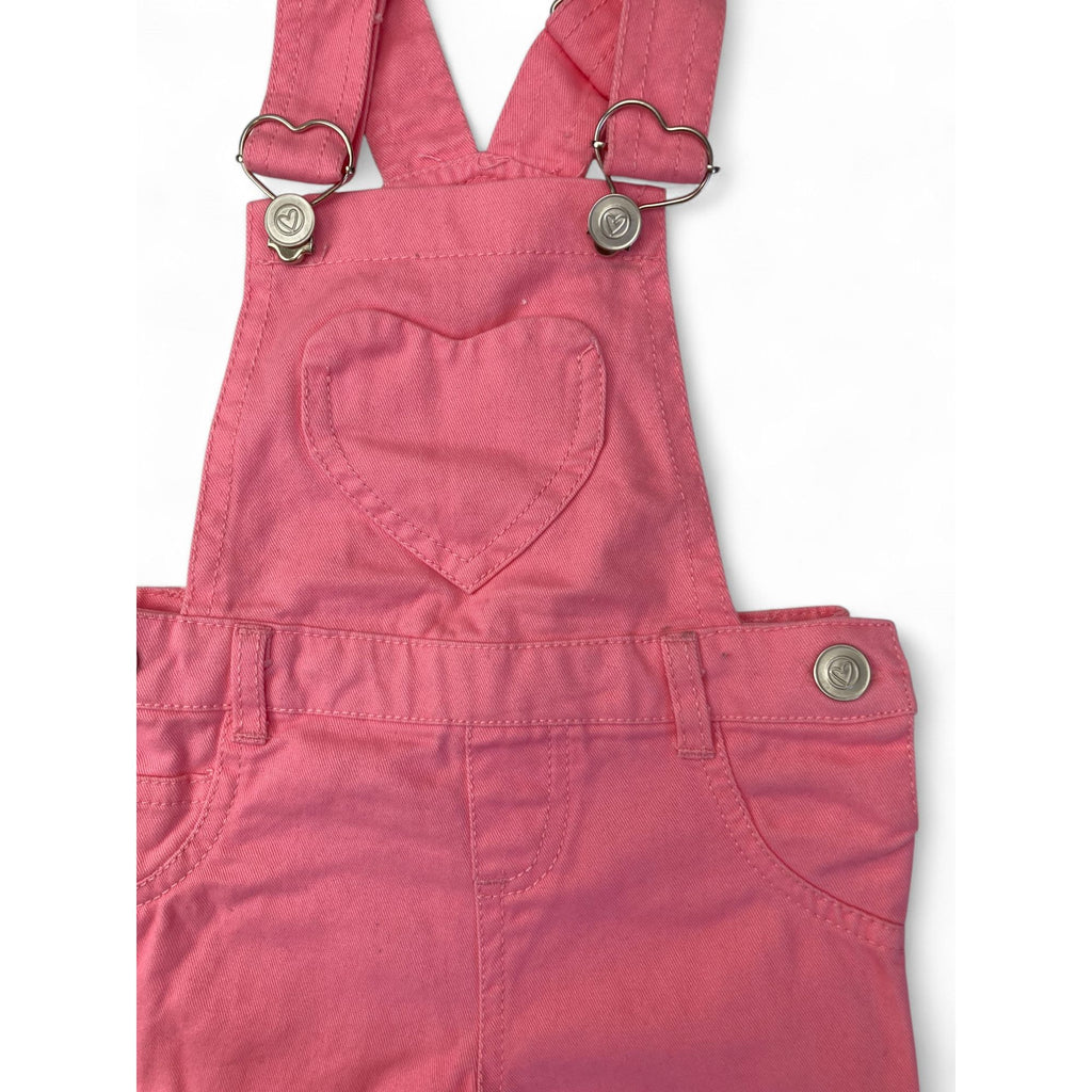 6-12M Pink Heart Pocket Summer Dungaree - Cuddlesome
