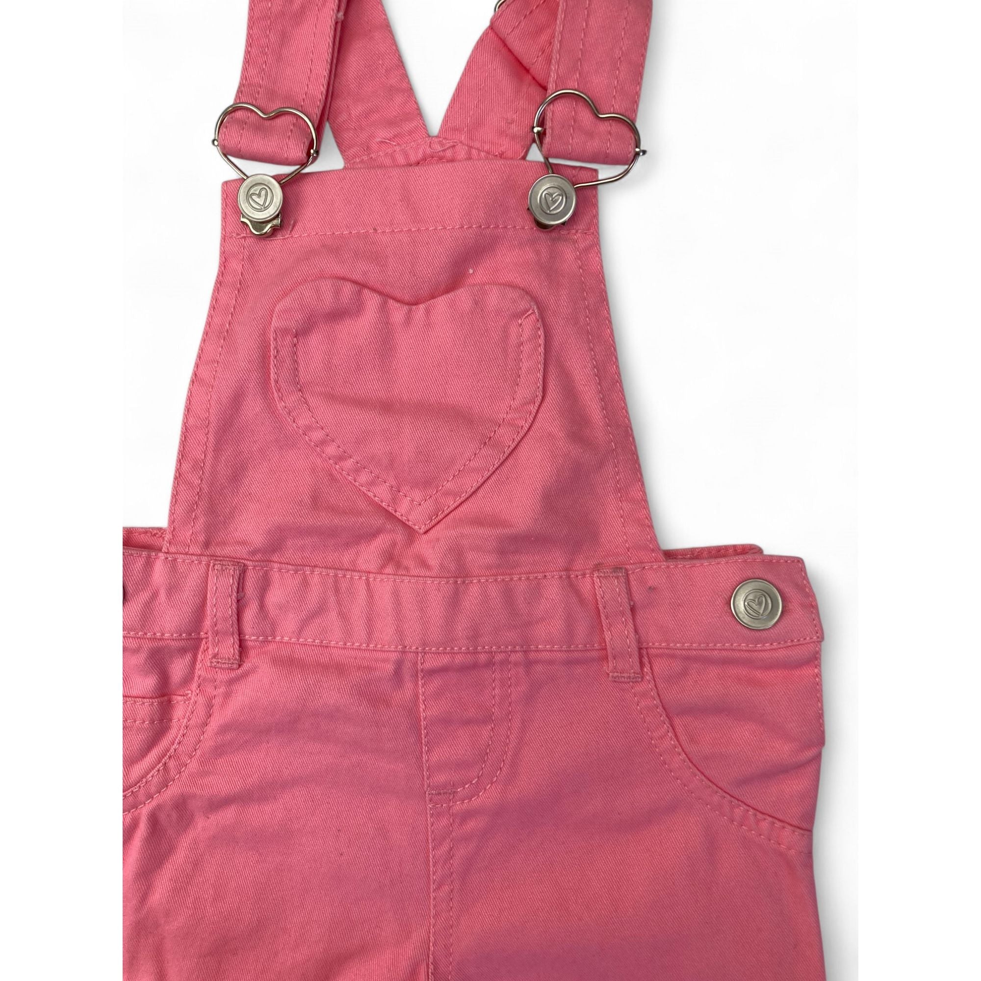 6-12M Pink Heart Pocket Summer Dungaree - Cuddlesome
