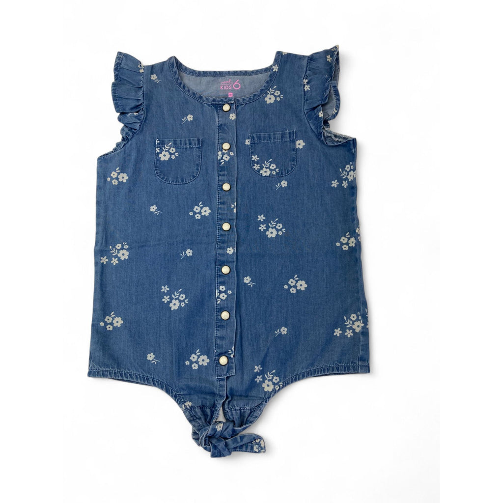 6Y Mid Blue Denim Floral Blouse - Woolworths