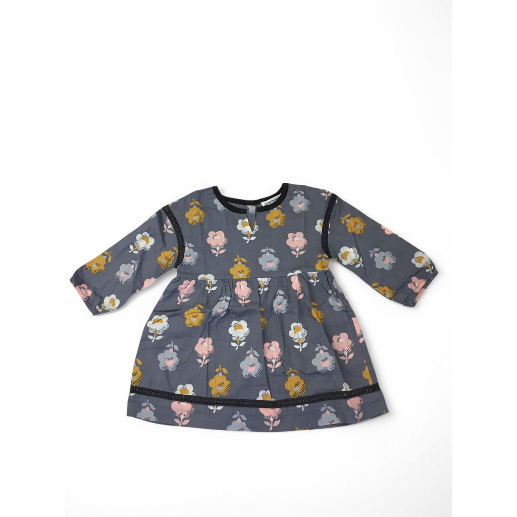3-6M Grey Poppy Flower Print Tunic Dress - Country Road