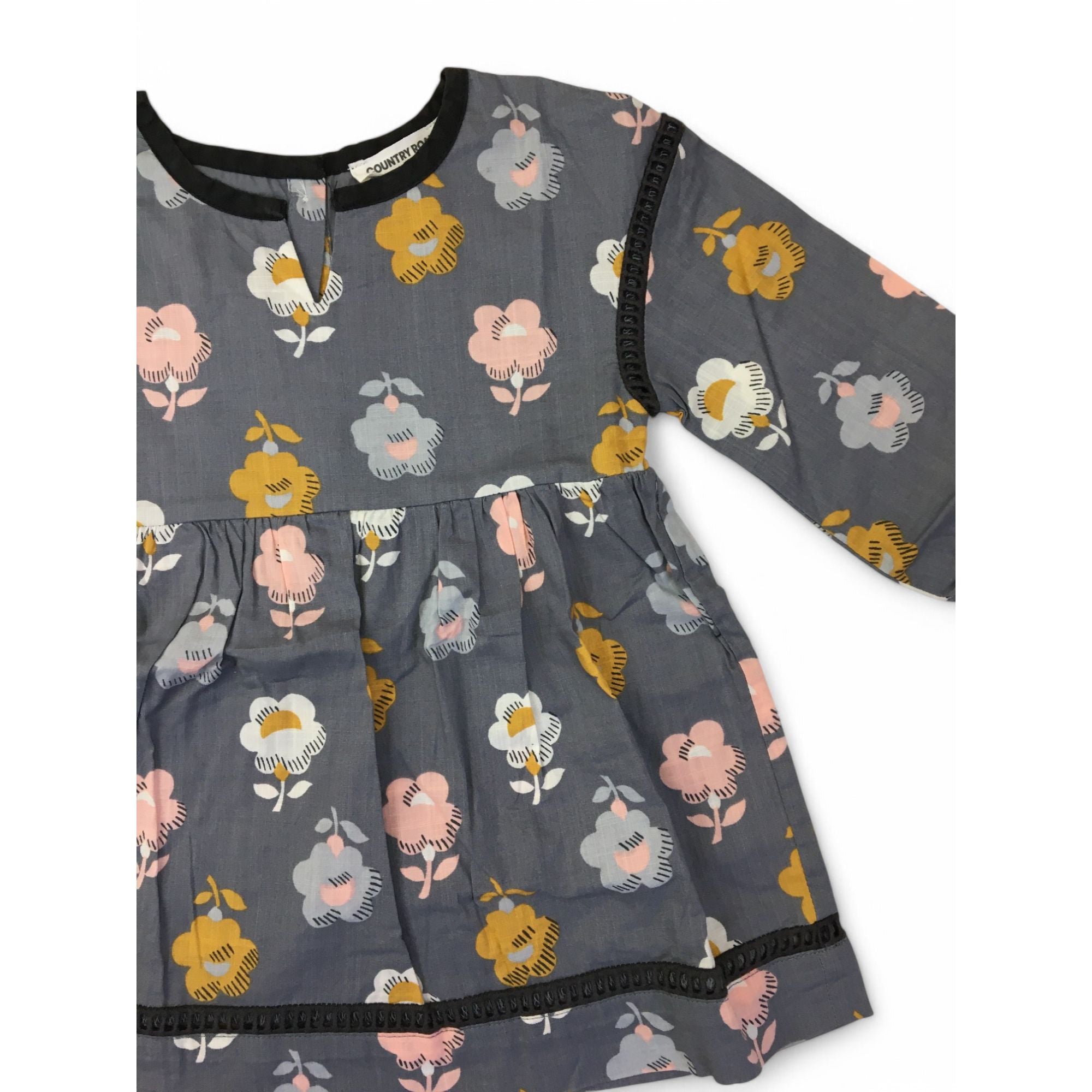 3-6M Grey Poppy Flower Print Tunic Dress - Country Road