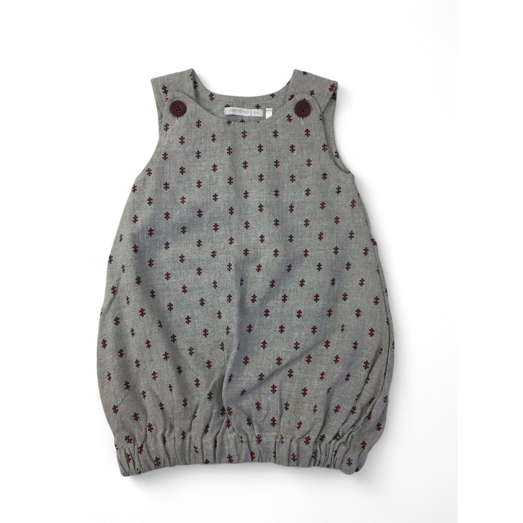 3-6M Grey & Maroon Pinafore Elastic Hem Tunic - Earthchild