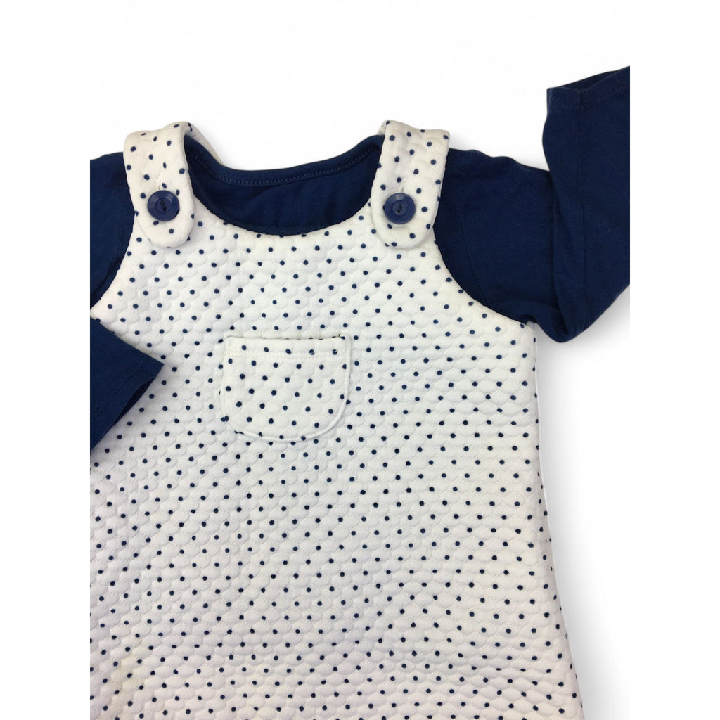 3-6M White & Navy Dotted Quilted Dress & Top - Woolworths