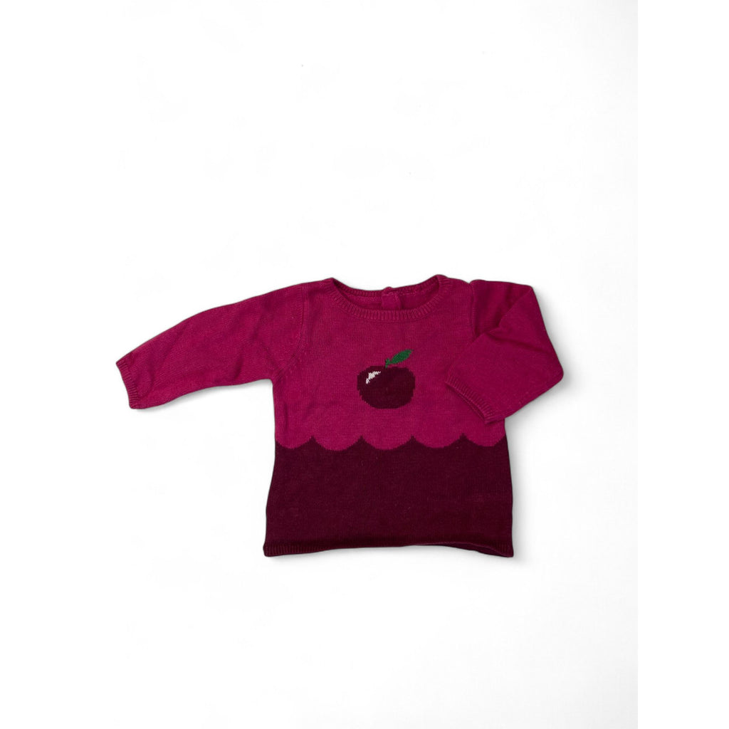 6M Magenta Cherry Knit Sweater - Jacadi