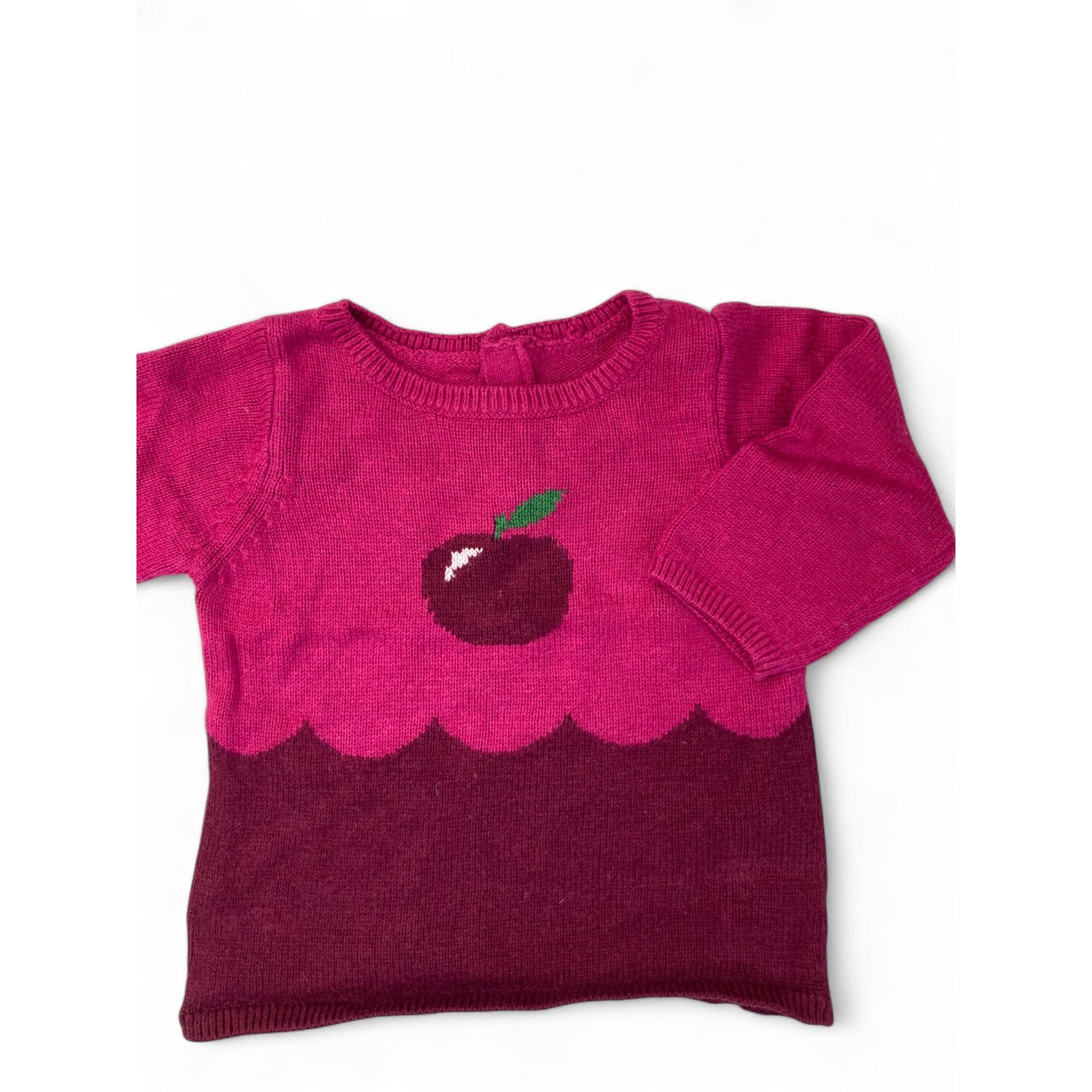 6M Magenta Cherry Knit Sweater - Jacadi