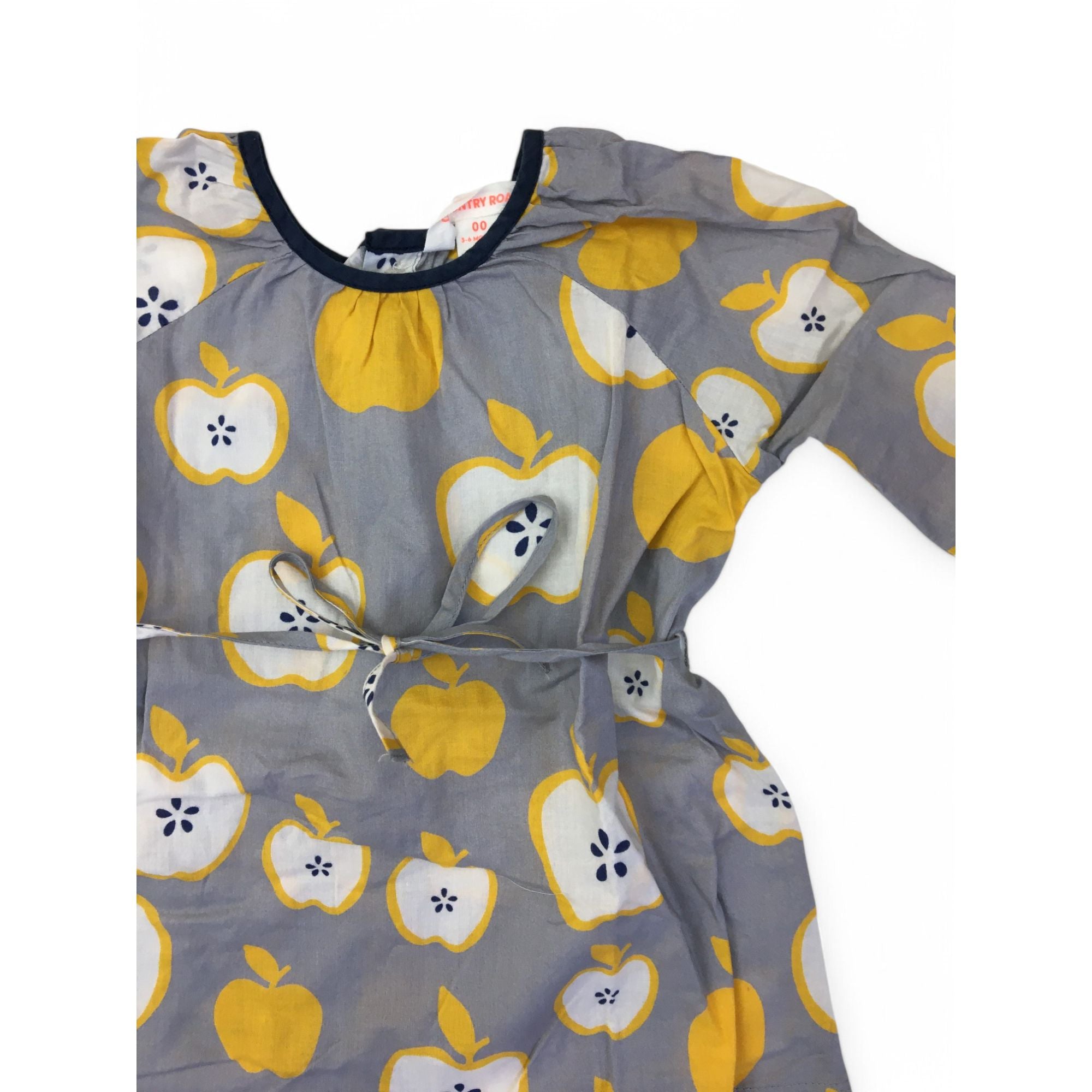 3-6M Grey & Yellow Apple Tunic Dress - Country Road