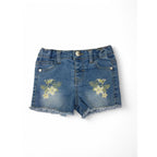 9-12M Light Blue Embroidered Denim Shorts - 123