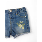 9-12M Light Blue Embroidered Denim Shorts - 123