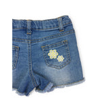 9-12M Light Blue Embroidered Denim Shorts - 123