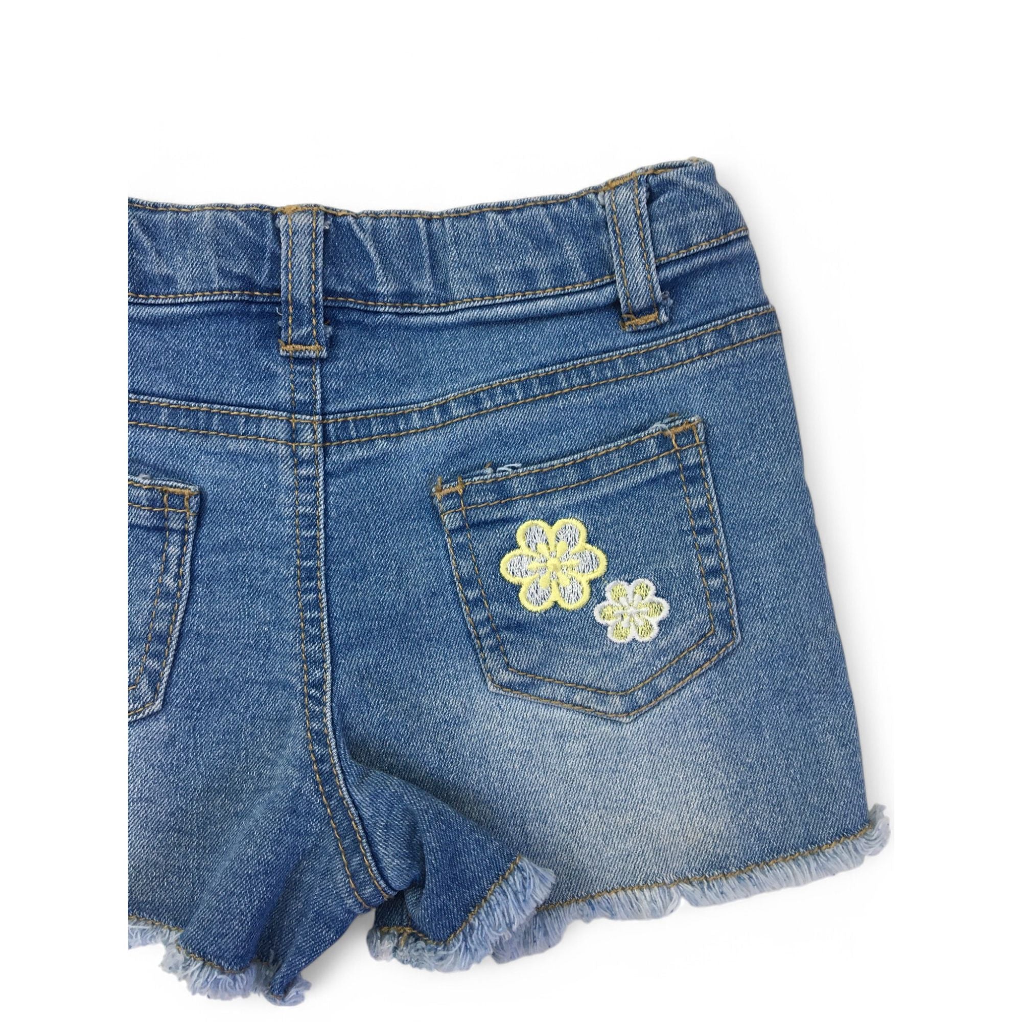 9-12M Light Blue Embroidered Denim Shorts - 123