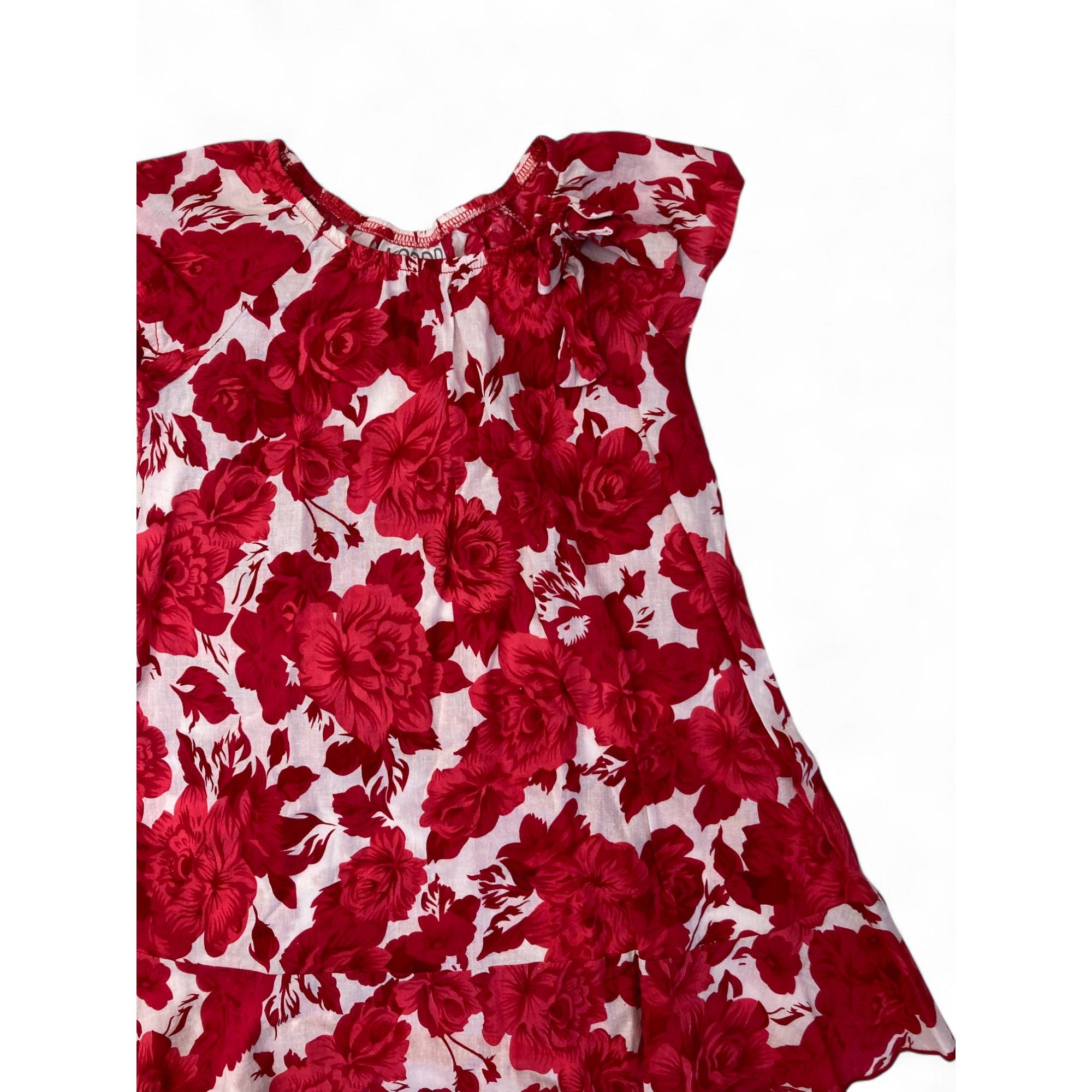 18-24M White & Red Rose Tunic Dress - Keedo